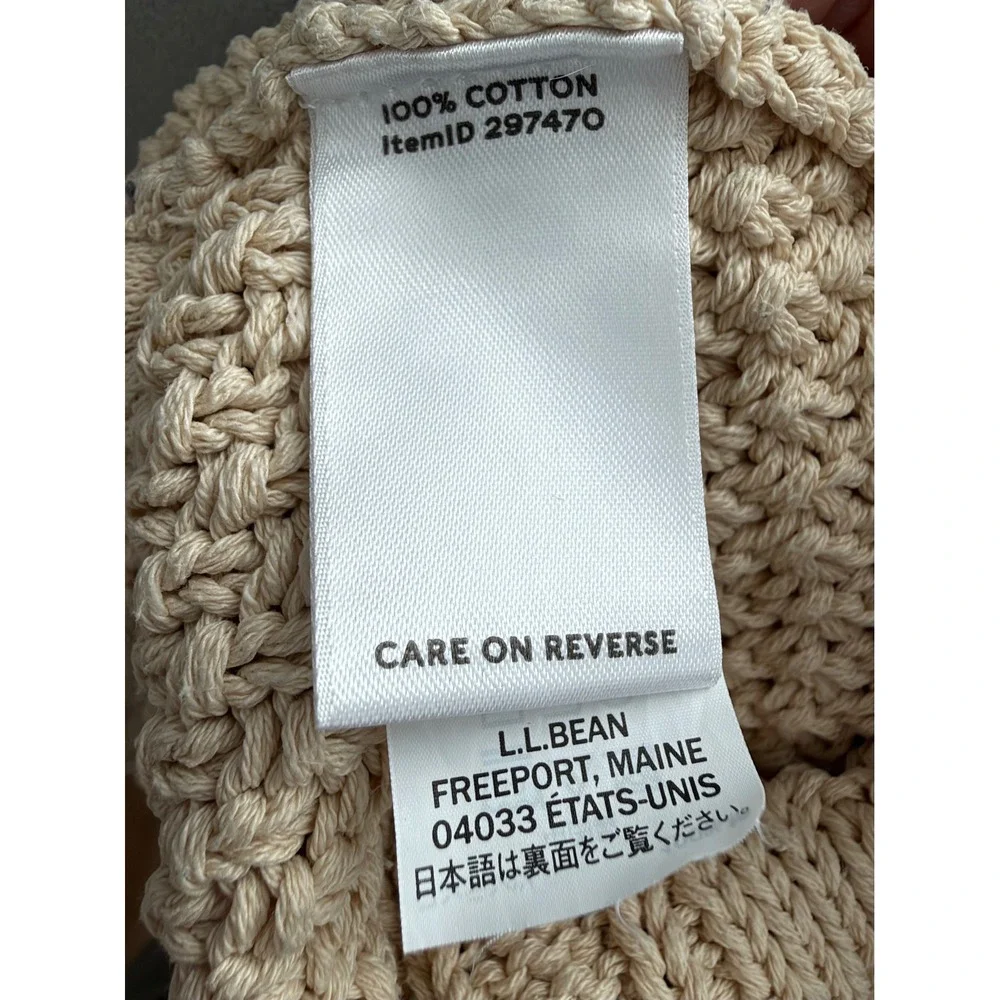 LL Bean Signature Fishermen Cable Knit Sweater Women L Cream Cottagecore Zipper